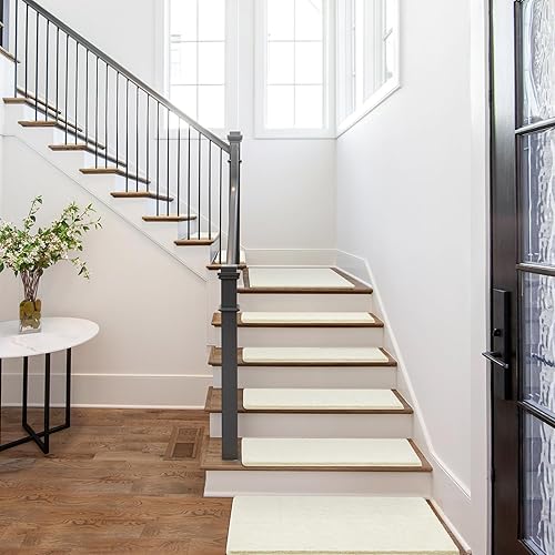 Miniatura 25 de PURE ERA - Alfombras para peldaños, de felpa suave, con bordes redondeados, de interiores, aptas para mascotas, antideslizantes, sin cinta, lavables