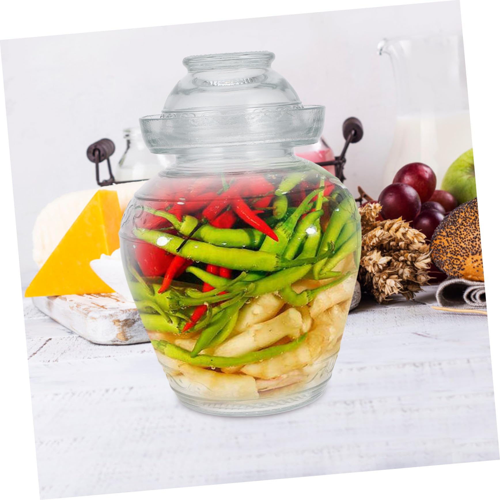 ERINGOGO Tarro de Vidrio Transparente Tarro Hermético para Almacenar Alimentos y Superficie Lisa con Diseño Moderno y Fermentación Confiable Hogar para Cocina