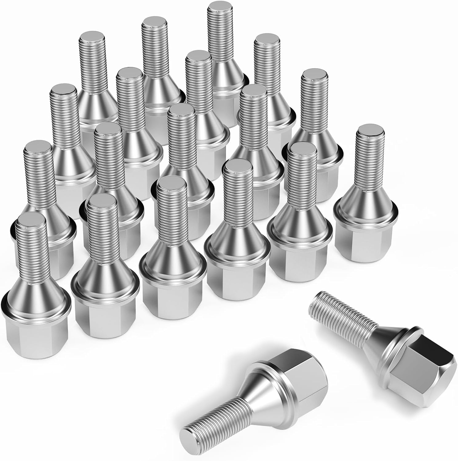 MIKKUPPA M12x1.25 Wheel Lug Bolts - Replacement for 2015-2022 Jeep Renegade, 2018-2022 Jeep Compass, 2014-2022 Cherokee, 19mm HEX Chrome ET Wheel Studs 20 Pack OE: 6511051AA, 611-005