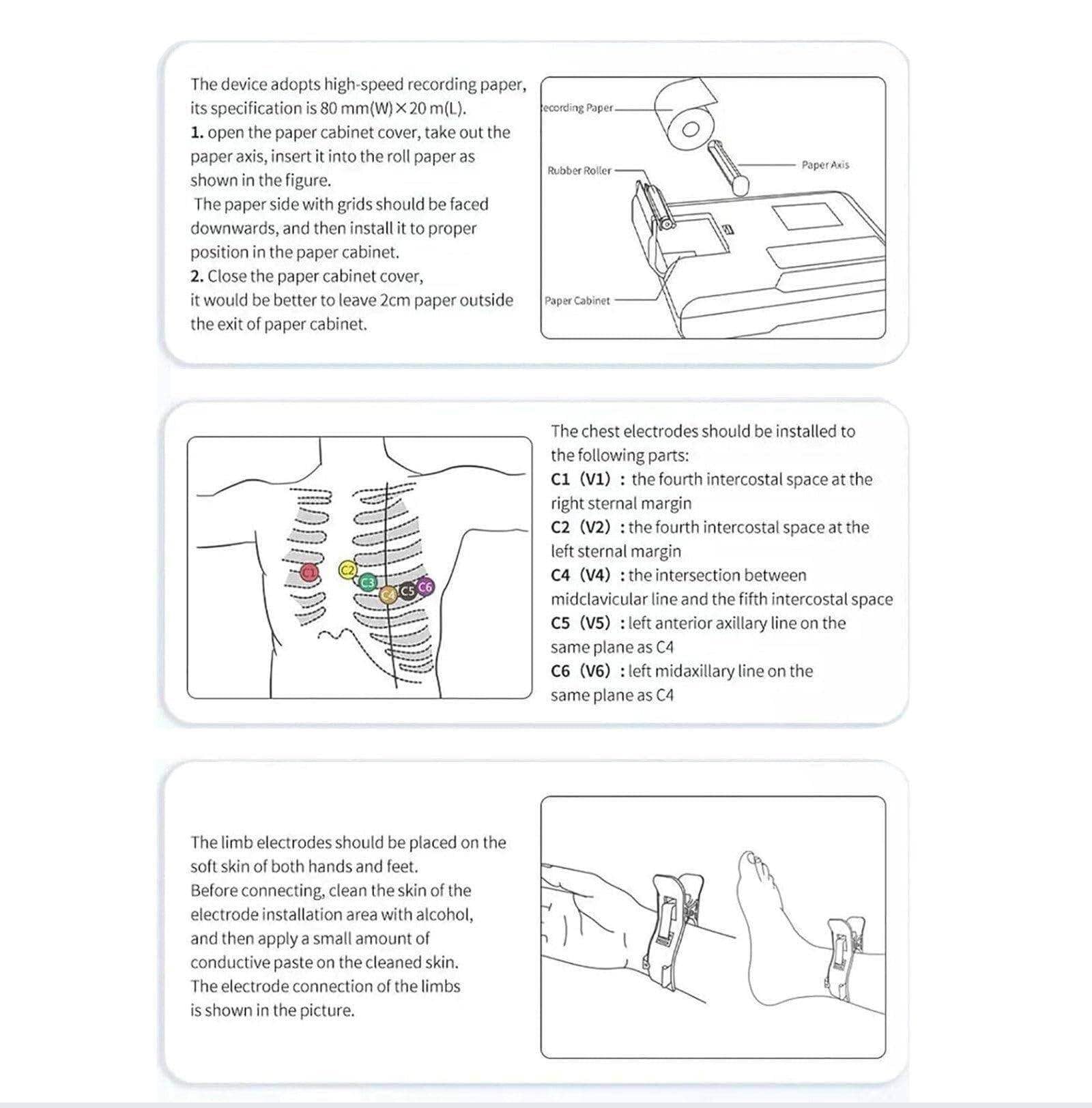 Monitor Ecg Portatile,Monitor per La Salute Cardiaca a Domicilio, Elettrocardiografo Ecg/Ekg a 6 Canali E 12 Derivazioni,Con Modalità Di Dimostrazione Della Forma D'onda Ecg,Interfaccia Multilingue