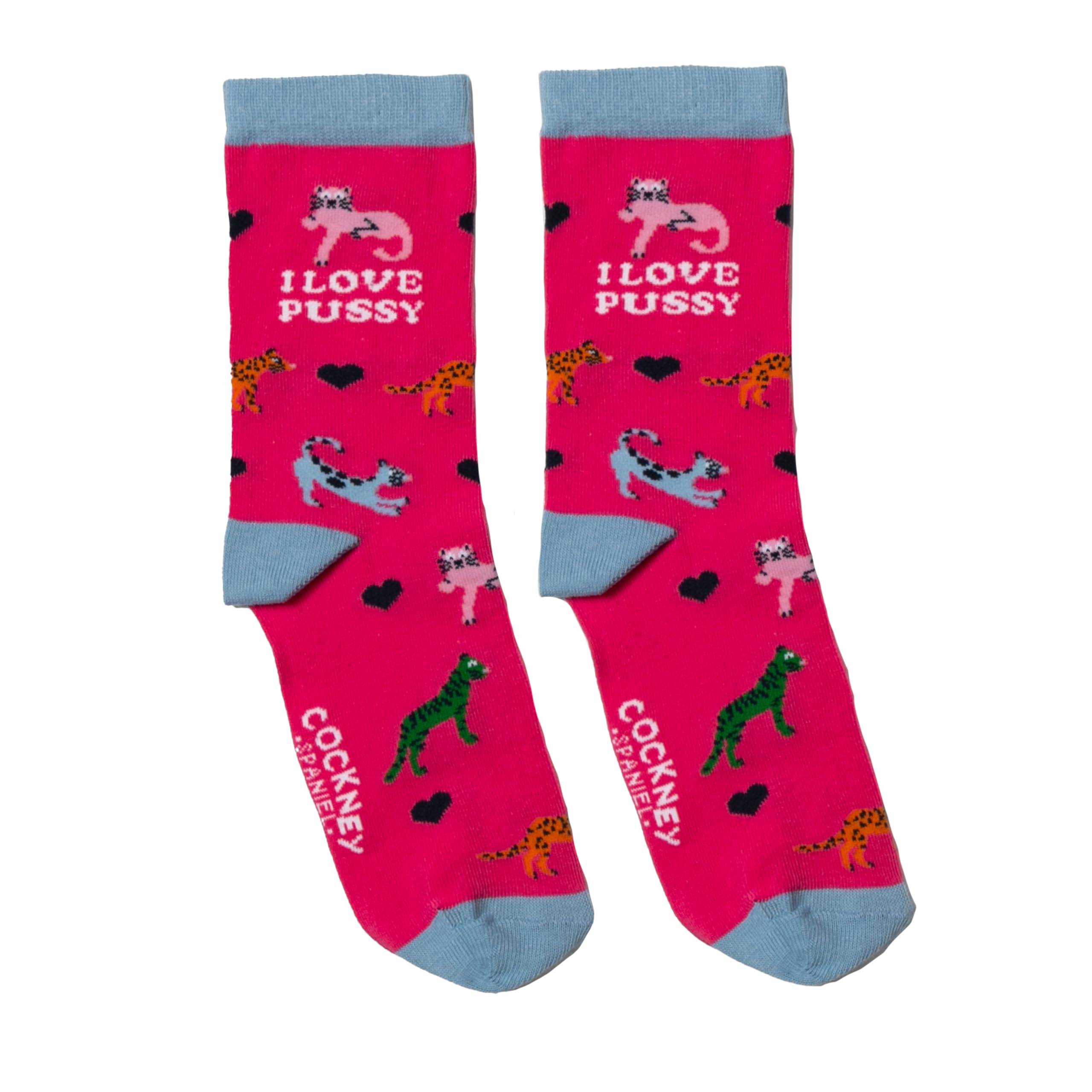 Cockney Spaniel I LOVE PUSSY 1 pair of matching socks | UK 4-8 | EUR 37-42 | US 6.5-10.5