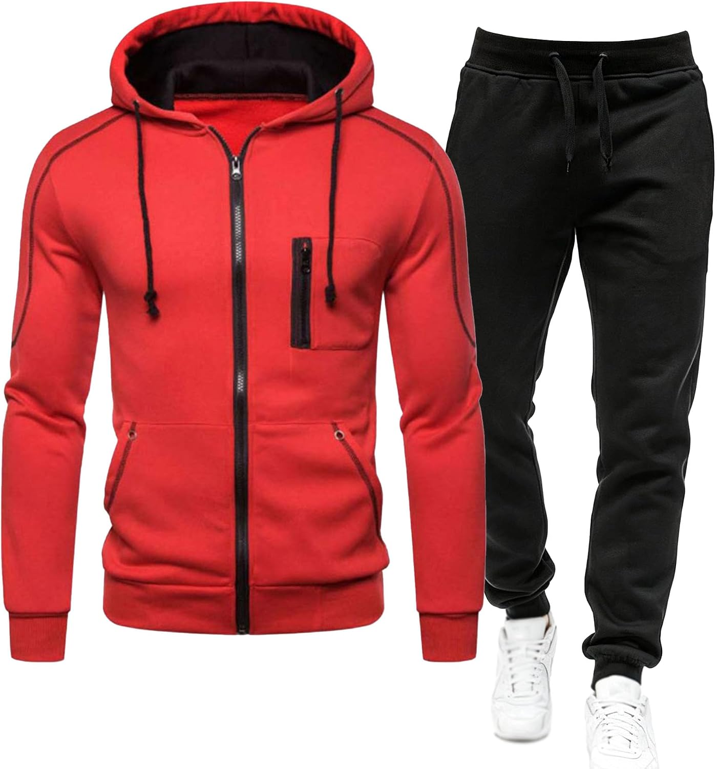 Men's Zip-Up Hoodie and Jogger Pants Set Outdoor 2 Piece Casual Tracksuit