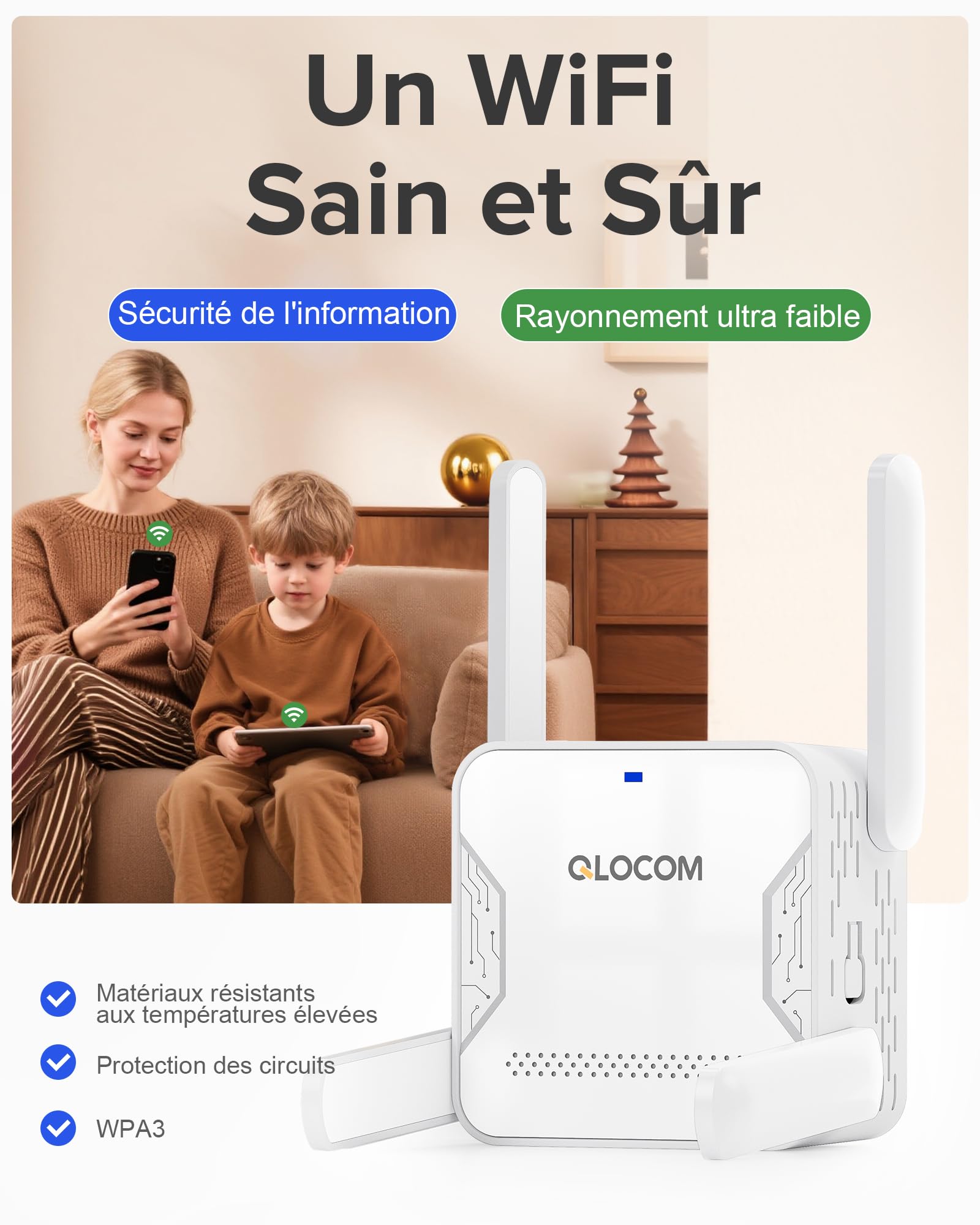 2026 Nouveau Répéteur WiFi Puissant AX1500 WiFi 6, Amplificateur WiFi sans Fil Double Bande 5GHz & 2.4GHz avec Port Ethernet, WiFi Extender Compatible avec Toutes Les Box Internet