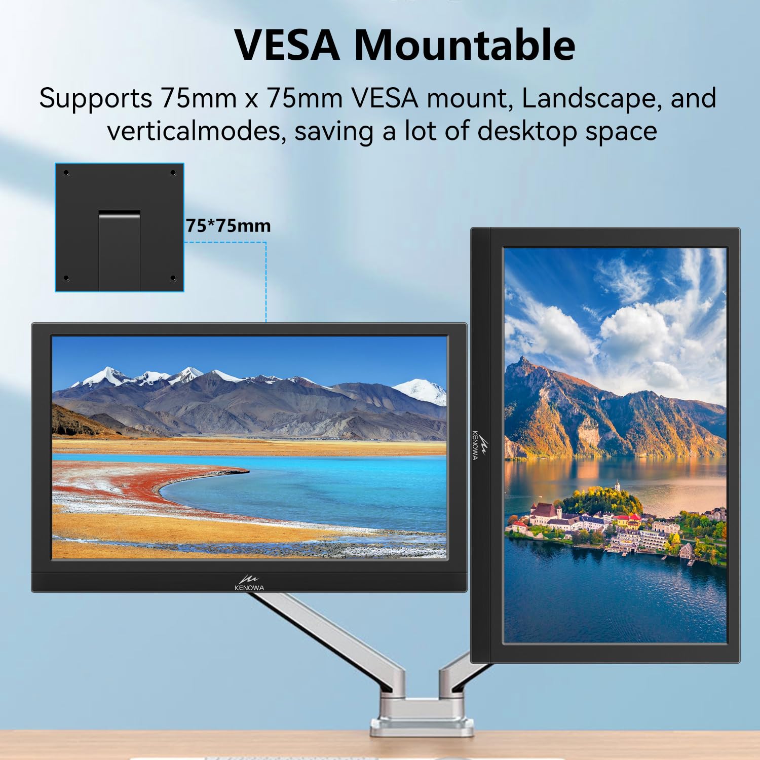 Kenowa 13,3 Zoll Tragbarer Monitor Touchscreen mit HDMI VGA Type-B Sichtschutz/Lautsprecher IPS Bildschirm FHD 1080P Touch Monitor für Computer Windows 7 11 OS Raspberry Pi,Laptop,Xbox,Mac