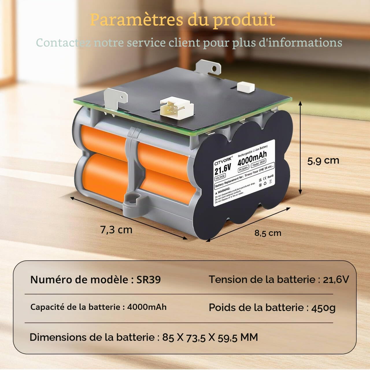 21.6V Aspirateur Laveur Batterie de Rechange pour Tineco Floor One S5 / S5 Pro / S5 Pro 2 / S5 Smart / S5 Steam/ S5 Combo /S5 Extreme/S5 Intelligent - Longue durée(1 Batterie + 1 Pinceau + Ruban 3M)