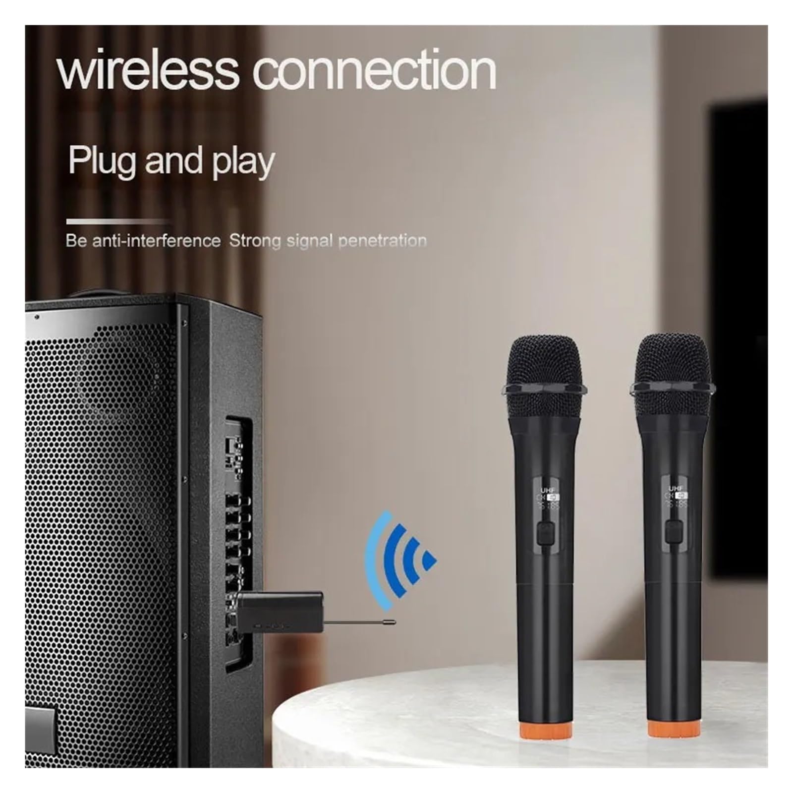Microfono Wireless Microfoni Palmari Dinamici Karaoke Con Ricevitore Ricaricabile For Feste Di Matrimonio, Club In Chiesa Riproduzione Chiara Del Suono(A 1to2 Rechargeable)