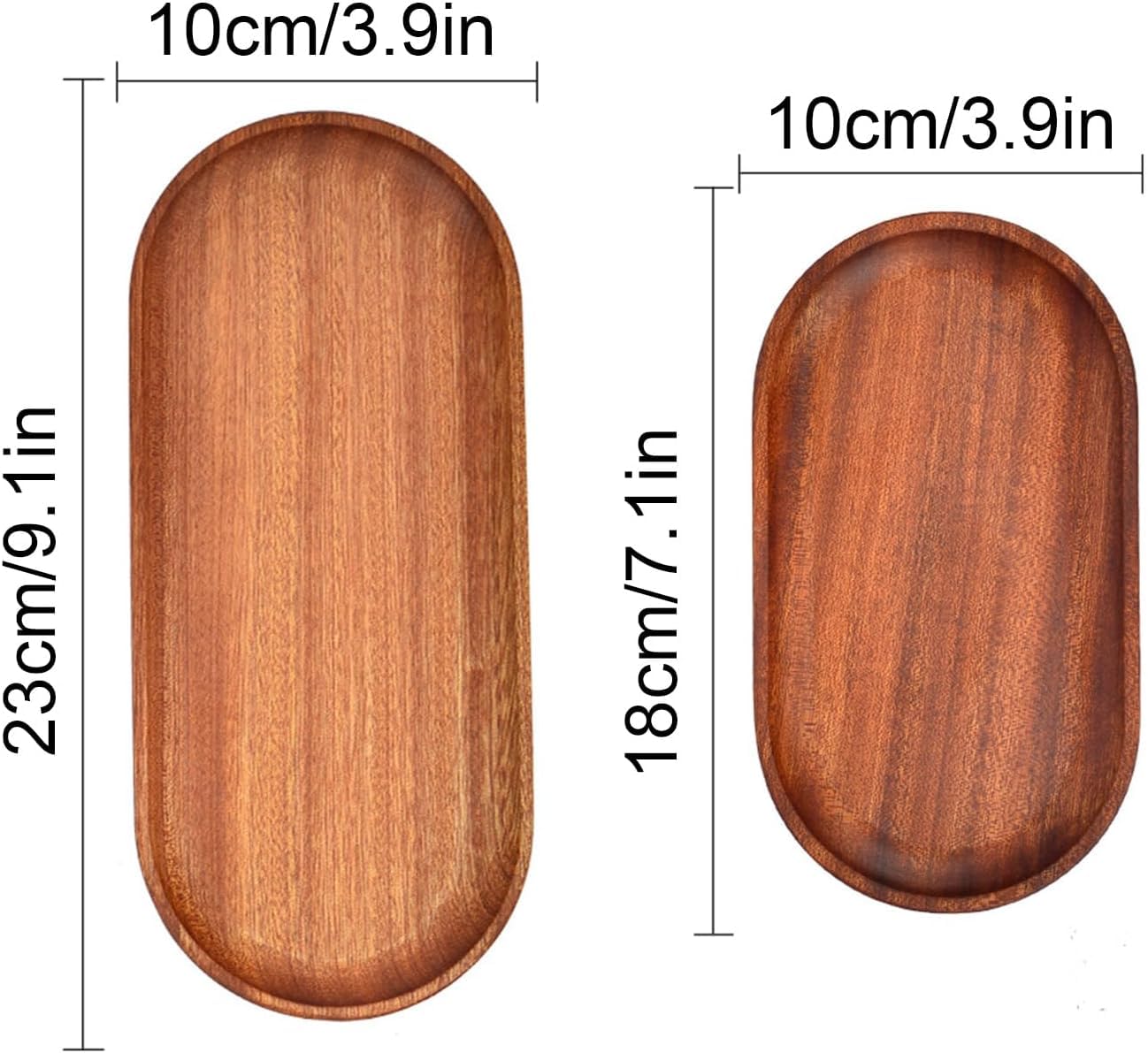 Photo 1 of 2 Pack Solid Wood Serving Platters and Trays of Natural Wood with Edge,Rectangular Avoid Sliding and Spilling Food (Walnut Trays x 2Pack)