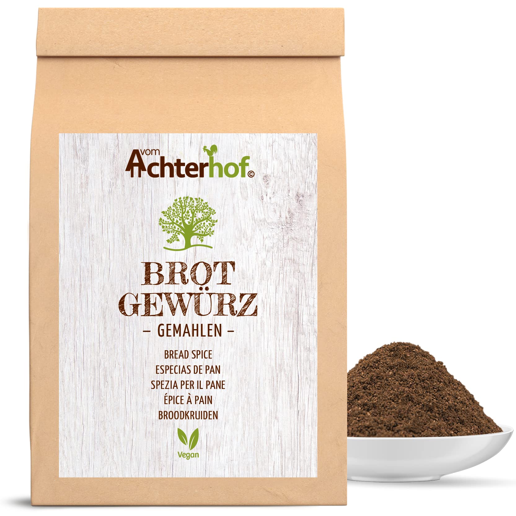 Especia para pan molida 100g con alcaravea hinojo cilantro sin potenciador del sabor Achterhof