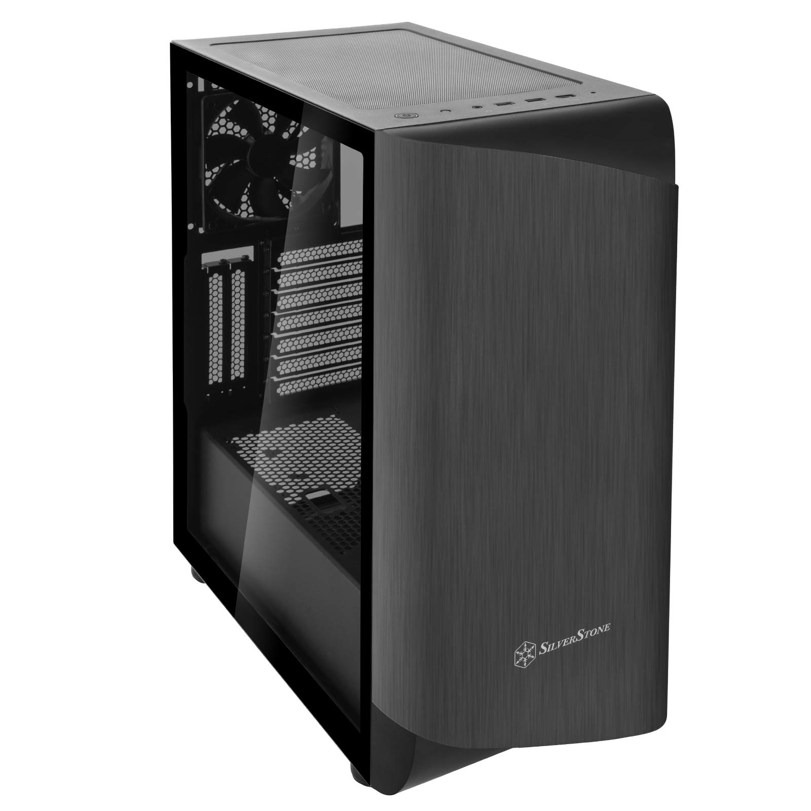 SilverStone Technology SST-SEA1TB-G - SETA A1 Mid-Tower ATX obudowa komputera, część boczna z hartowanego szkła, tytan na czarnym
