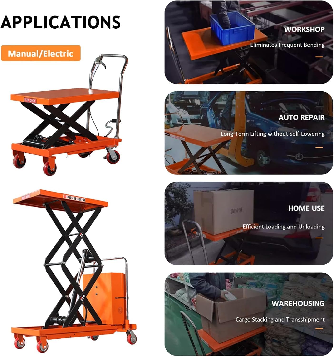 Elektrischer hydraulischer Hubwagen, 150 kg Kapazität, höhenverstellbar, 127 cm/110 cm, Le Scherentisch mit 4 Rädern für Materialhandhabung und Transport