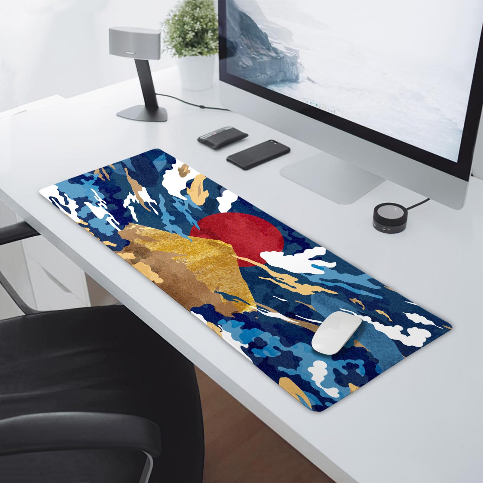 Pink Cute Bats Gaming Mouse Pad XL Pastel Purple Witchcraft Extended Big Large Desk Mat Non-Slip Rubber Base Stitched Edge Long Keyboard Mousepad for PC Computer Laptop,31.5×11.8 in