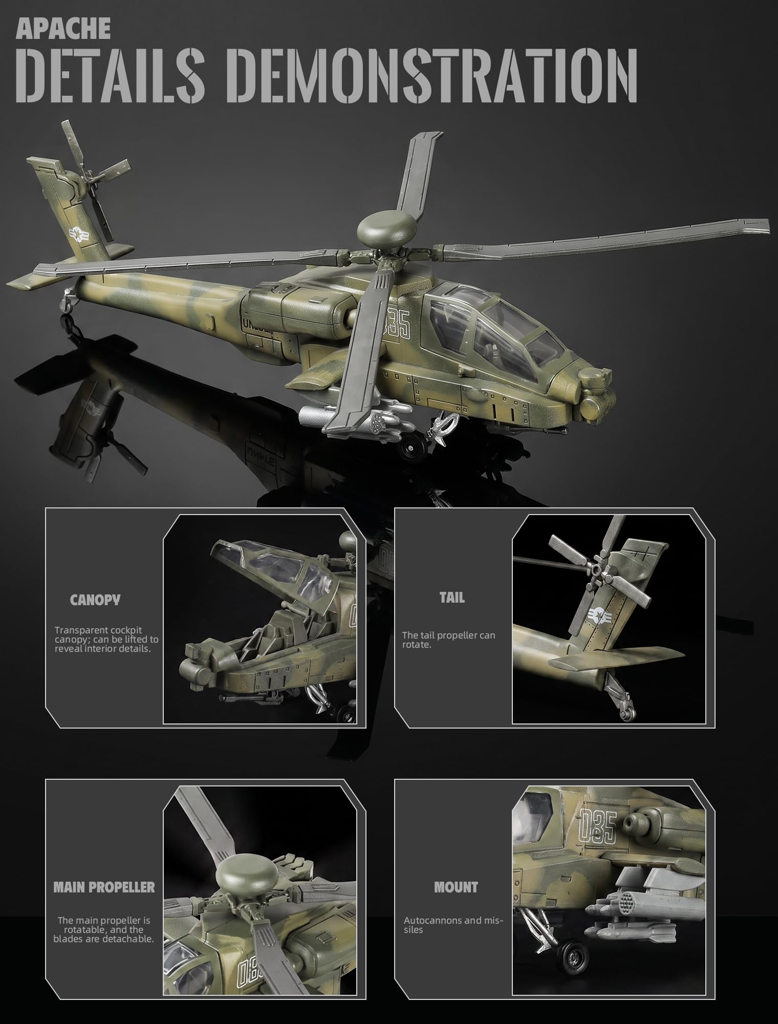 Amazon | SEBUNAS 1/72スケール AH-64 アパッチ クイックビルド