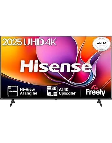 Hisense 55" 55A6QTUK 4K Ultra HD Smart TV AI TV - 4K UHD, Hi-View AI Engine, Precision Colour, AI Smooth Motion, Sports Mode with Freely, Disney +, YouTube, Netflix