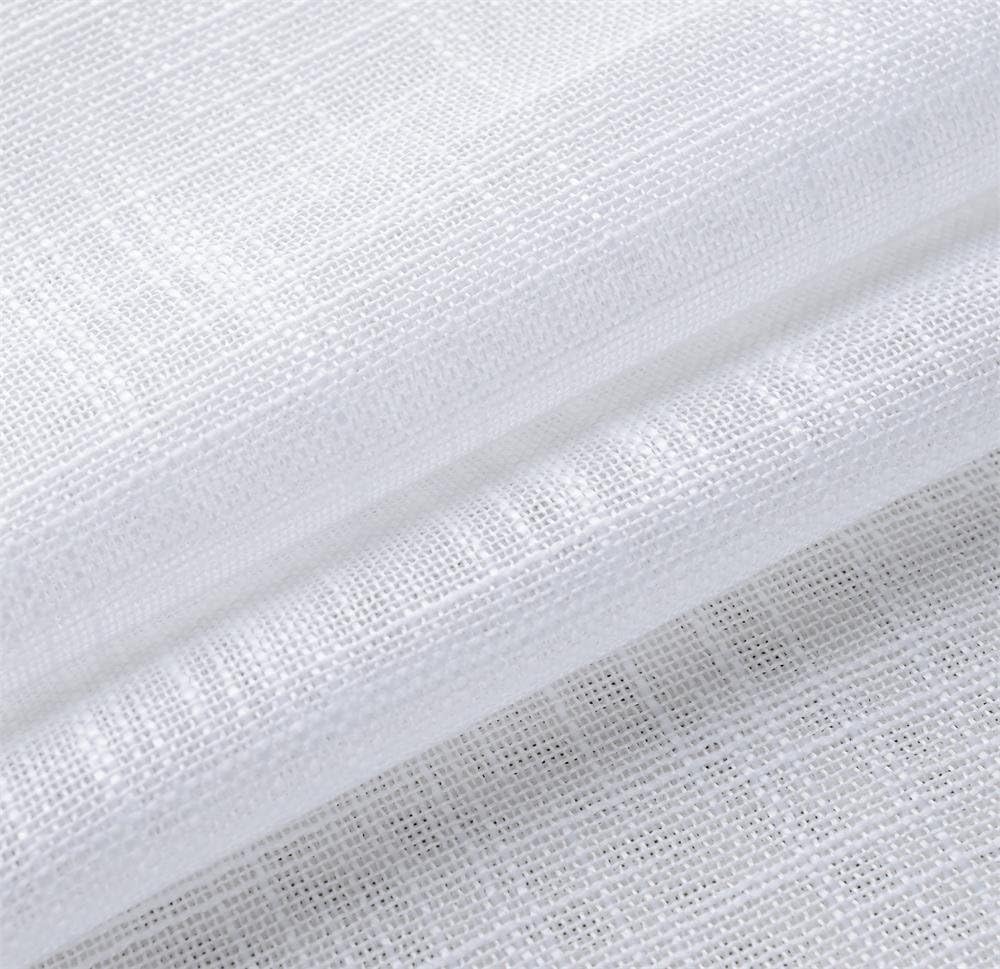MIUCO Sheer Curtains 84 Inch Long White Living Room Curtains Semi Voile Sheer Panels Linen Textured Grommet Curtains Window Curtain Panels, 37 x 84 Inches Length Set of 2 Drapes