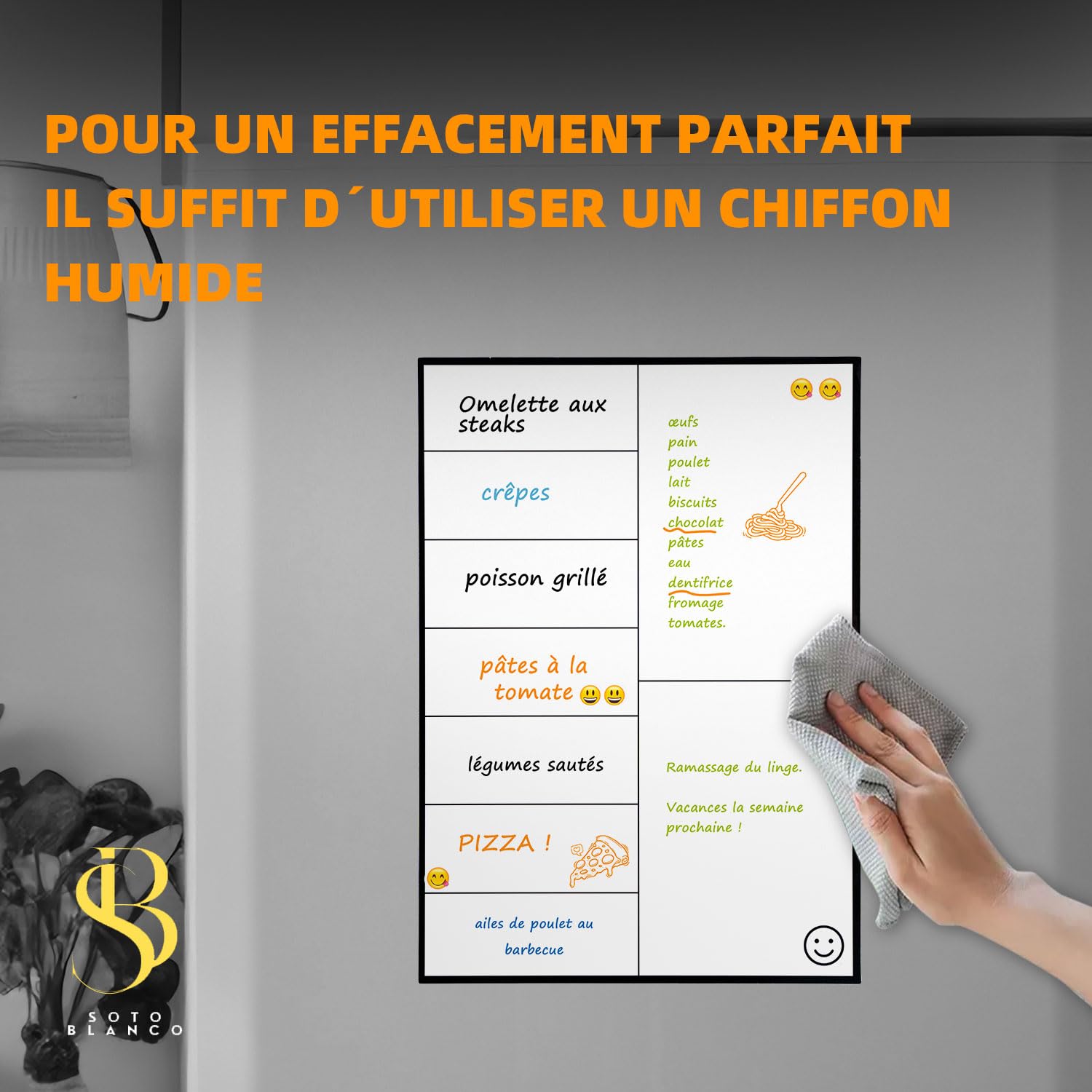 Calendrier Magnétique Mensuel A4 + Tableau Hebdomadaire A4 + Marqueurs Premium + Stickers | Planning Frigo Familial