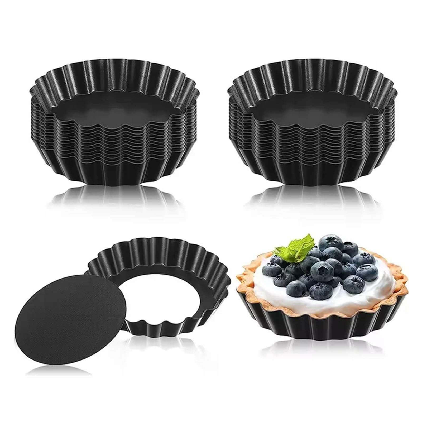 Moule à tartelettes en acier au carbone Moule à tartelettes en acier au carbone, moule pudding réutilisable, mini-tartelettes multifonctionnel, accessoires de pâtisserie