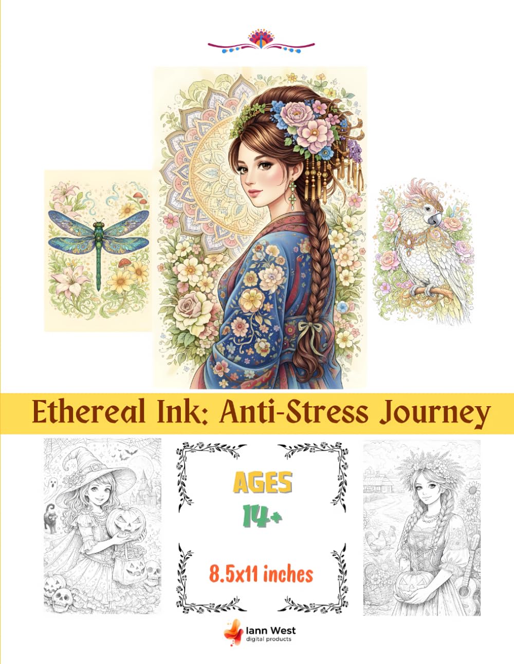 Dark Fantasy Beauties Coloring Book for Adults: 60 Intricate Portraits of Ethereal Women, Dragons, Ravens & Butterflies | Gothic Art Therapy for ... Designs for Colored Pencils & Markers