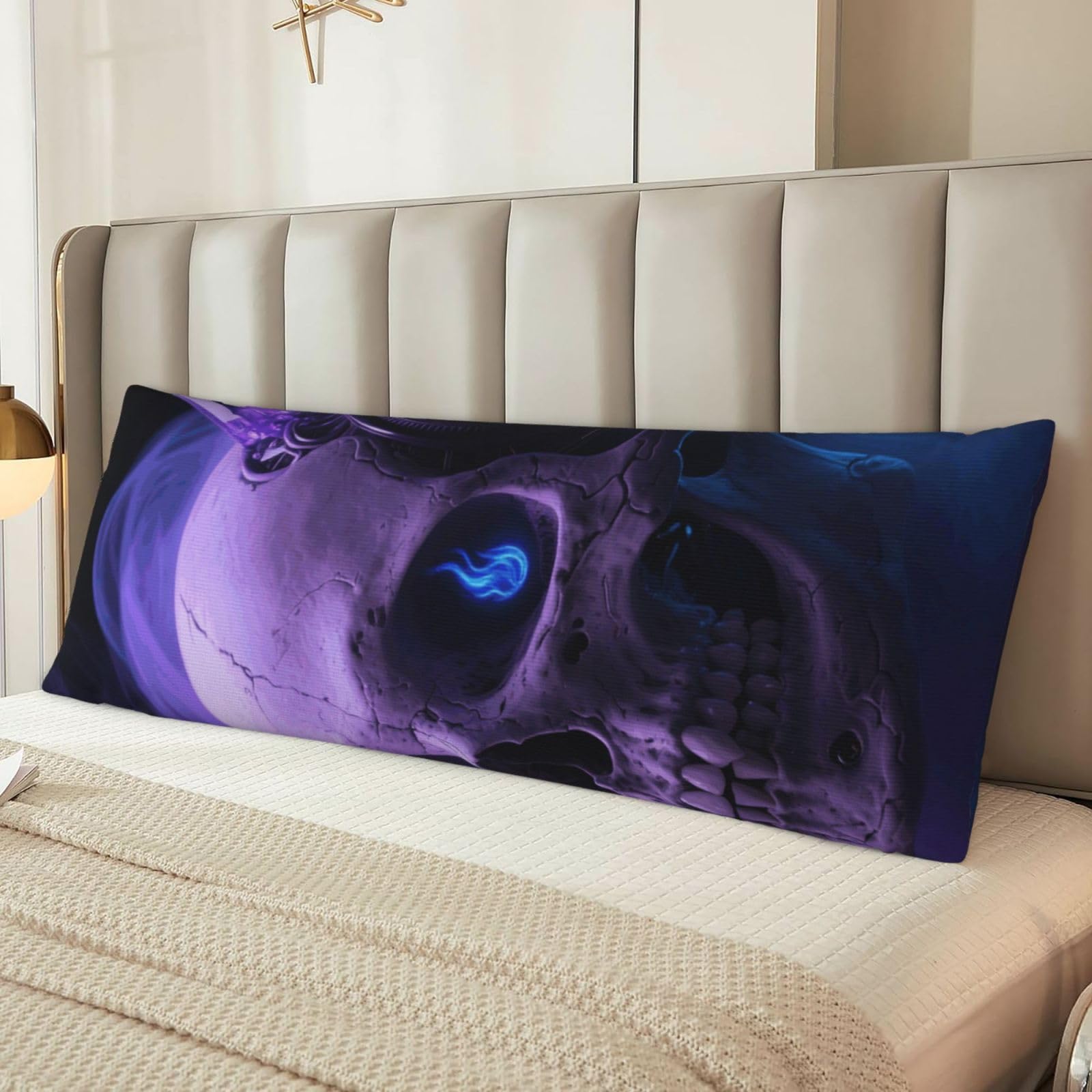 Skull Violet Blue Black Body Pillow Cover with Hidden Zipper 54"X20",Ultra Soft Microfiber Long Pillow Case Decorative Bedding Pillowcase Cushion Cover Cases for Bedroom Couch Sofa,Home Gifts