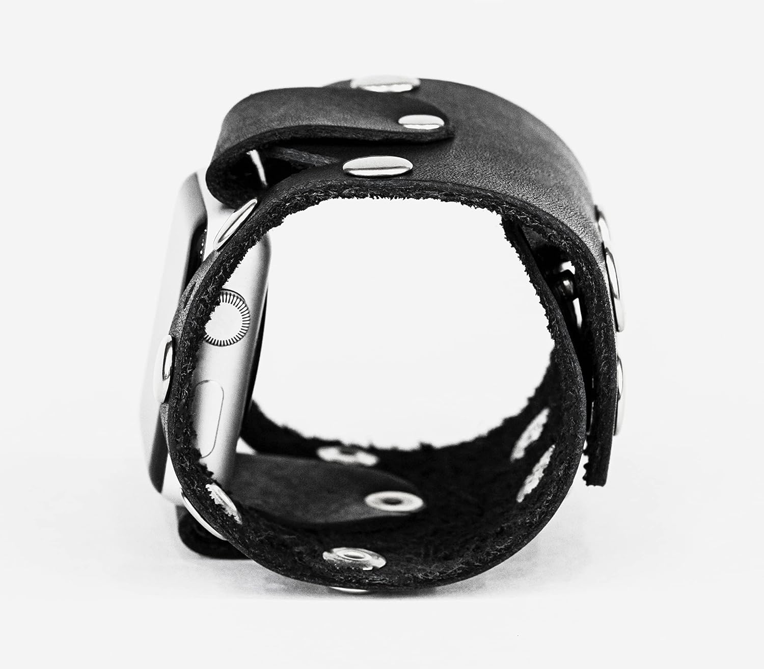 wide stud Leather cuff band compatible with Apple watch 38mm 40mm 41mm 42mm 44mm 45mm 46mm 49mm, Handmade UA 1625