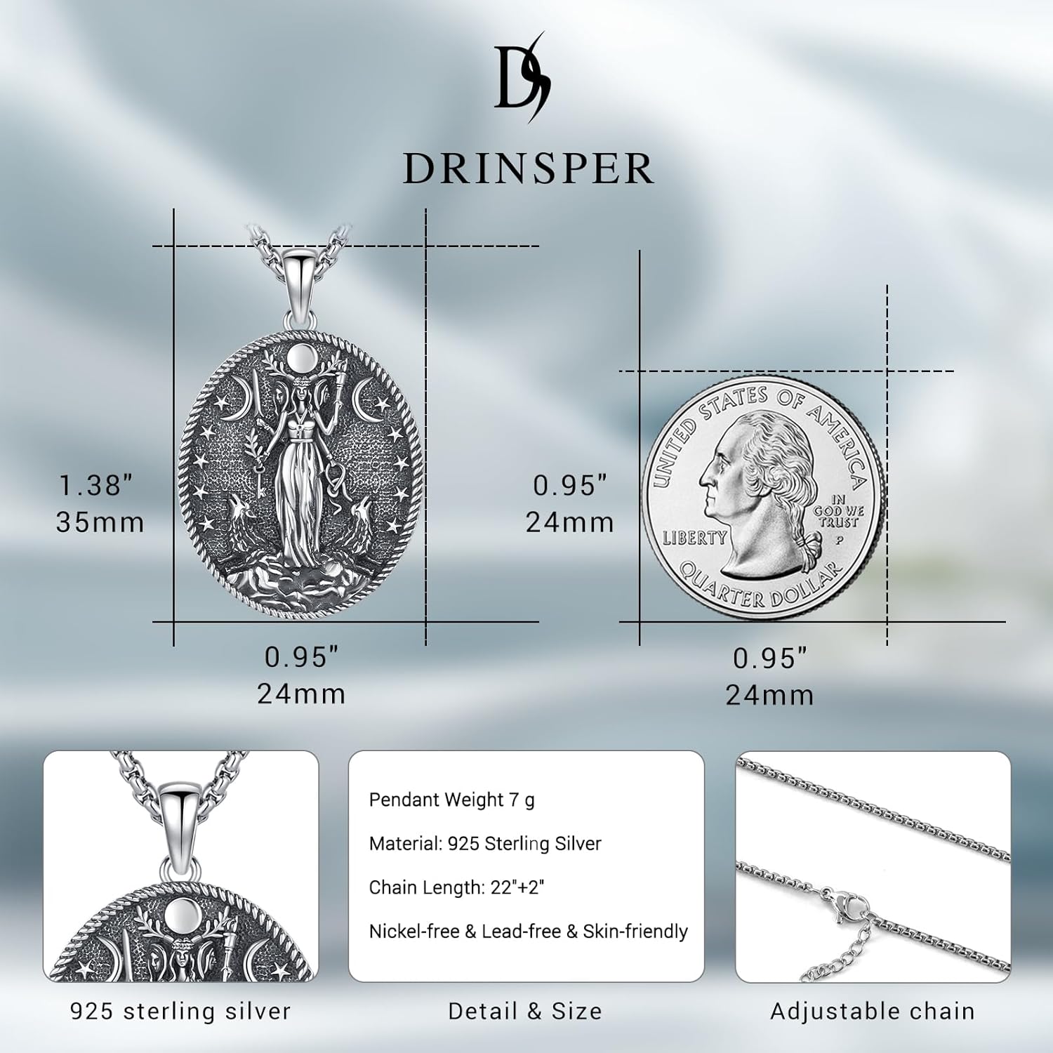 Hecate Wiccan Triple Moon Goddess Necklace Tetragrammaton Nudo De Bruja Plata 925 Original Sterling Silver Cat Moon Pendant Hekate Witch Necklace Amulet Witchy Jewelry Gifts for Women Men - Image 2