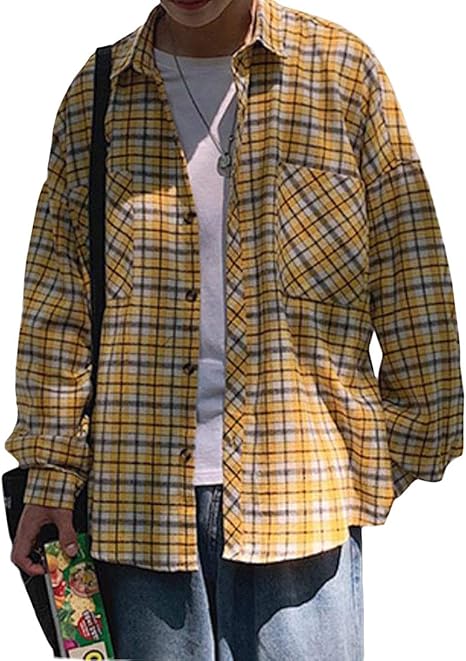 Amazon Bscool チェックシャツ メンズ 長袖 ネルシャツ カジュアル ゆったり 開襟シャツ ファッション ポケット トップス 韓国 チェック柄 大きめ メンズシャツ ストリート シャツジャケット 春 秋 シャツ 通販