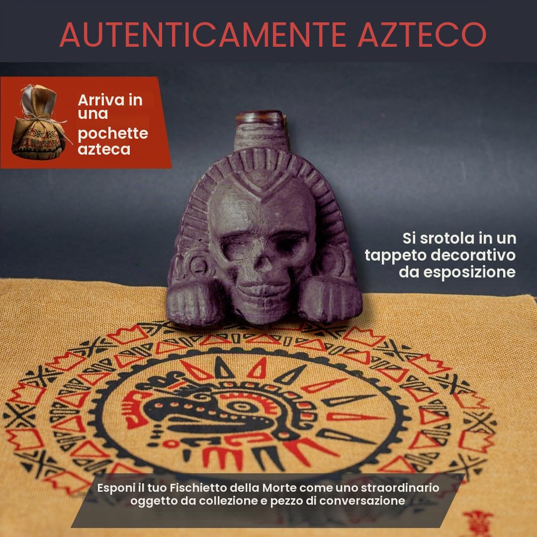 Itzcoehua, Fischietto della morte azteco in ossidiana nera autentico, emette suoni simili a vere urla umane fortissime, a +125 decibel