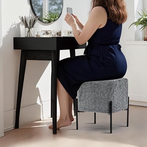 Miniatura 2 de Get Set Style Taburete otomano, moderno taburete tapizado, reposapiés, sofá, reposapiés, asiento otomano para sala de estar, dormitorio, entrada,