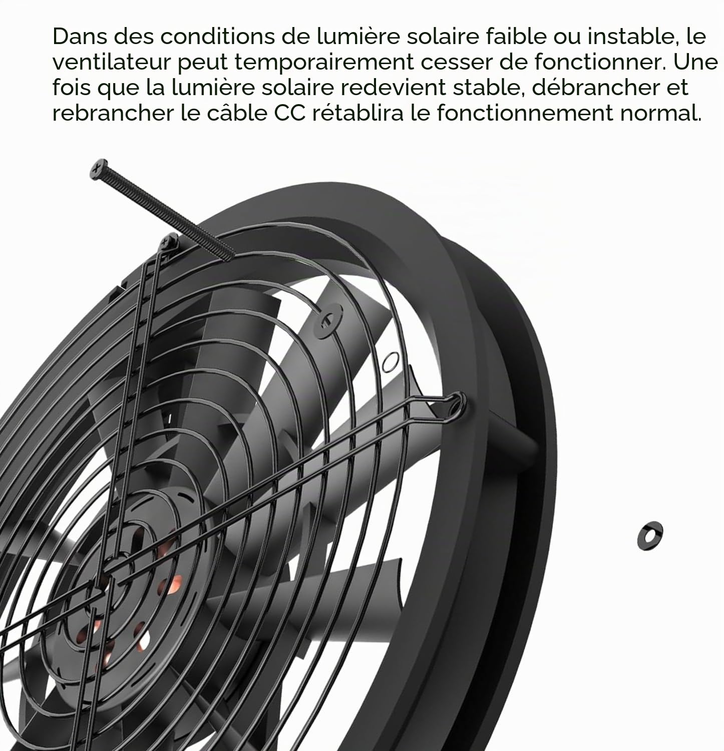 Ventilateur solaire 20 W résistant aux intempéries CC pour poulaillers serres hangars