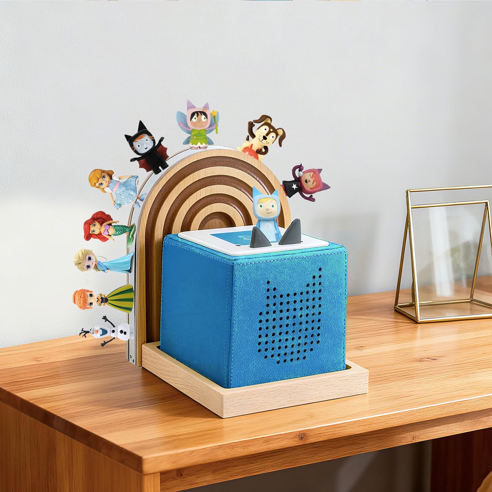 Givilio Tonie Shelf Lunette for Toniebox Starter Mounted, Magnetic Wooden Floating Shelves Compatible with Tonie Box Player Tonie Figures Storage Tonie Shelvies