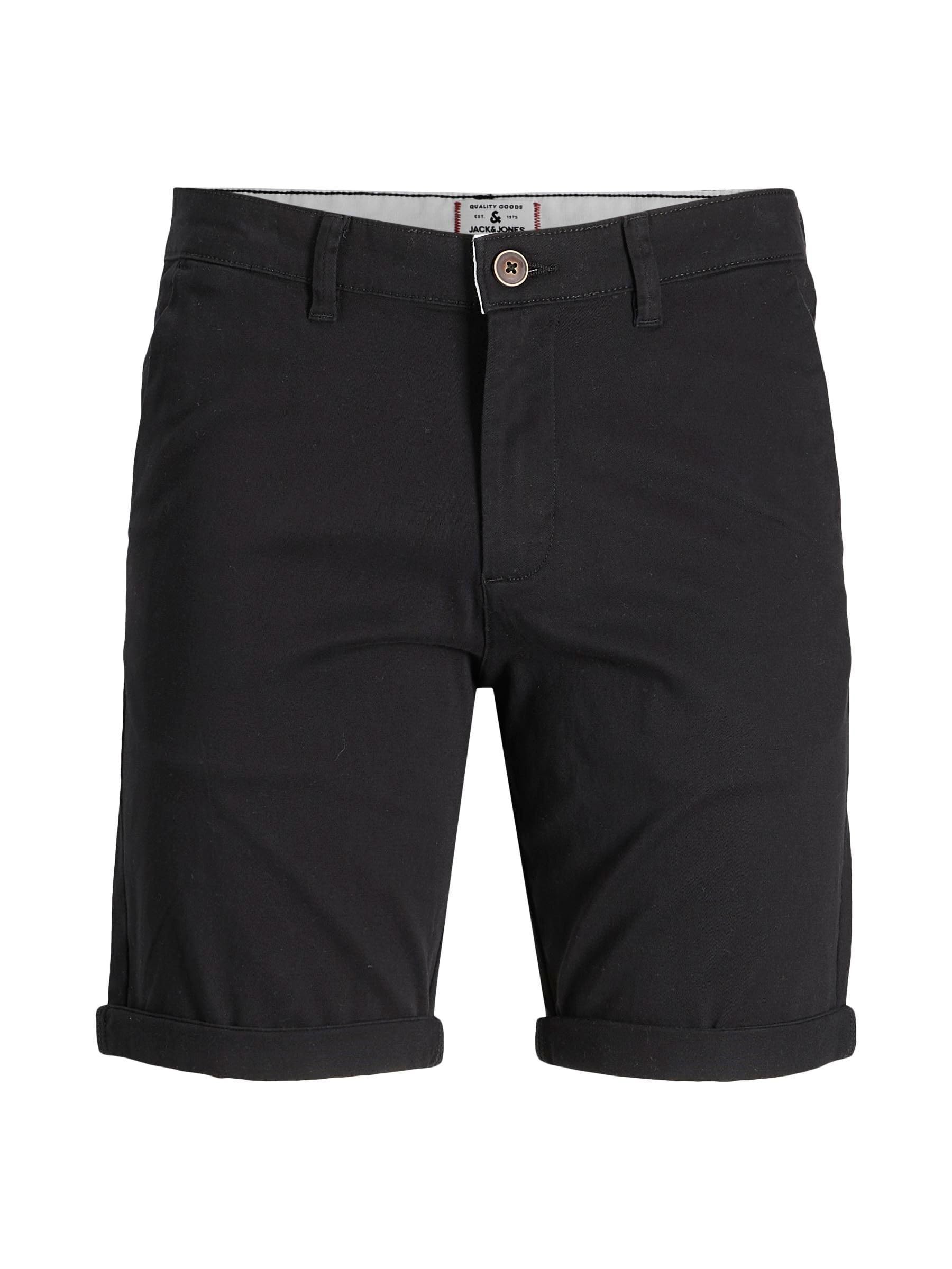 JACK & JONES Men's Jpstdave Jjchino Shorts Sn AKM Pls, Black, 28