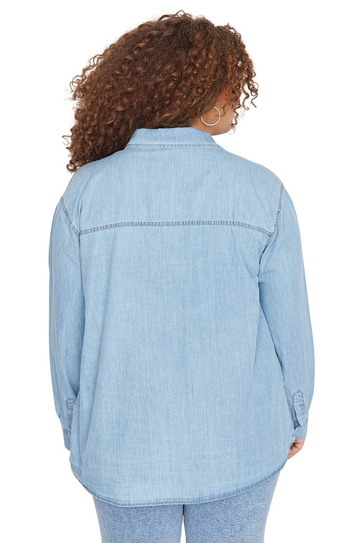 Trendyol Mujer, Camisa básica Ajustada con Cuello Polo, Talla Grande