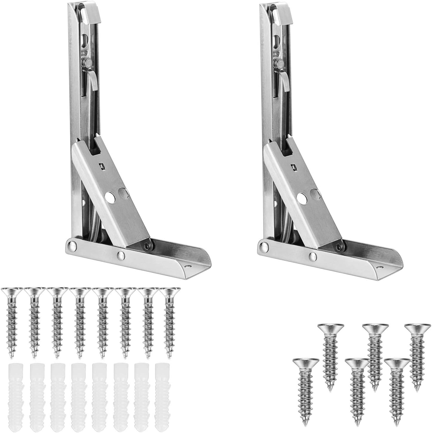 Folding Shelf Brackets, Heavy Duty Stainless Steel DIY Wall