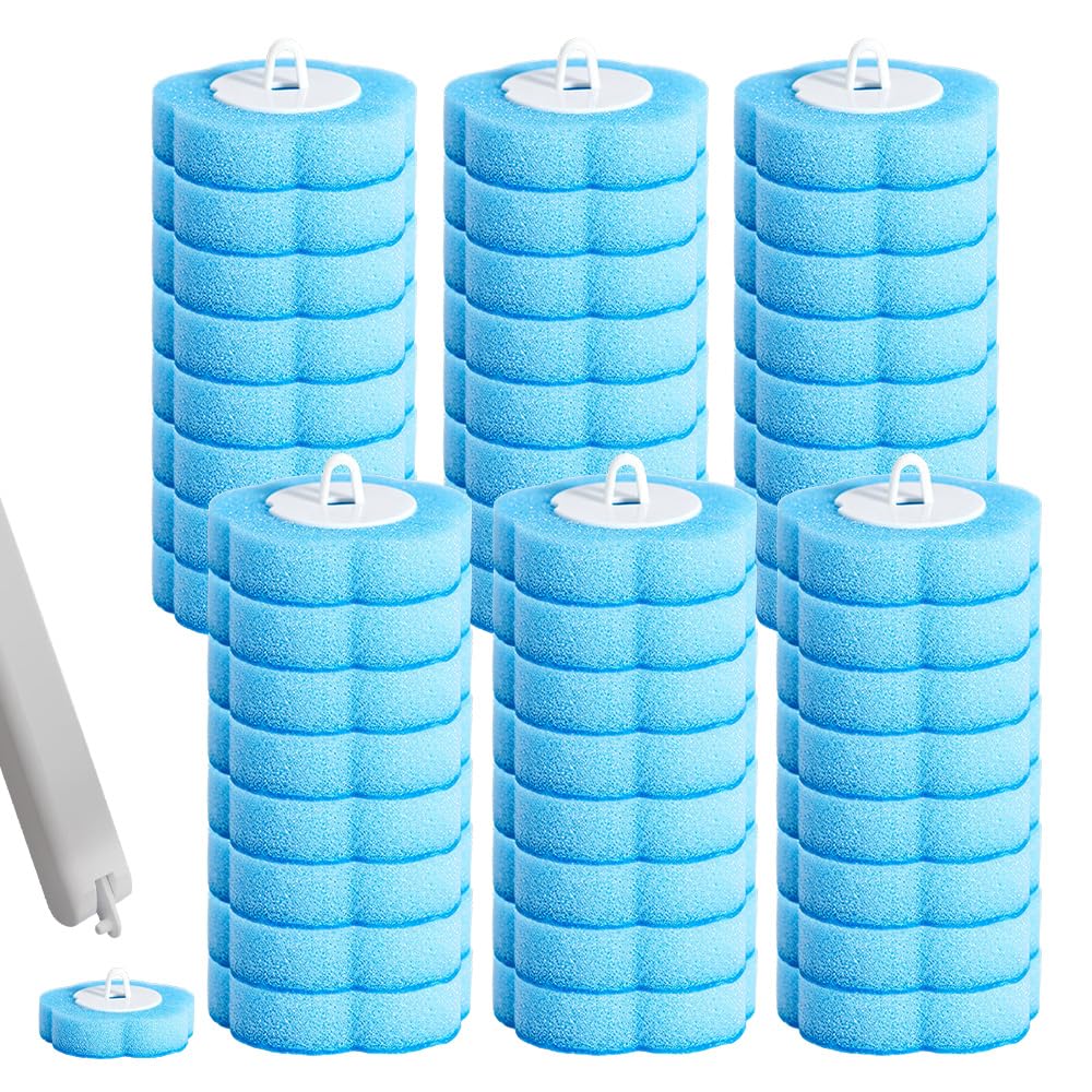 48PCS Disposable Toilet Brush Replacement Head, Disposable Toilet Cleaning System, Disposable Replacement Head, No Odour Cleaning, For Toilet wand for Bathroom Cleaning, Kitchen, Sink, Blue