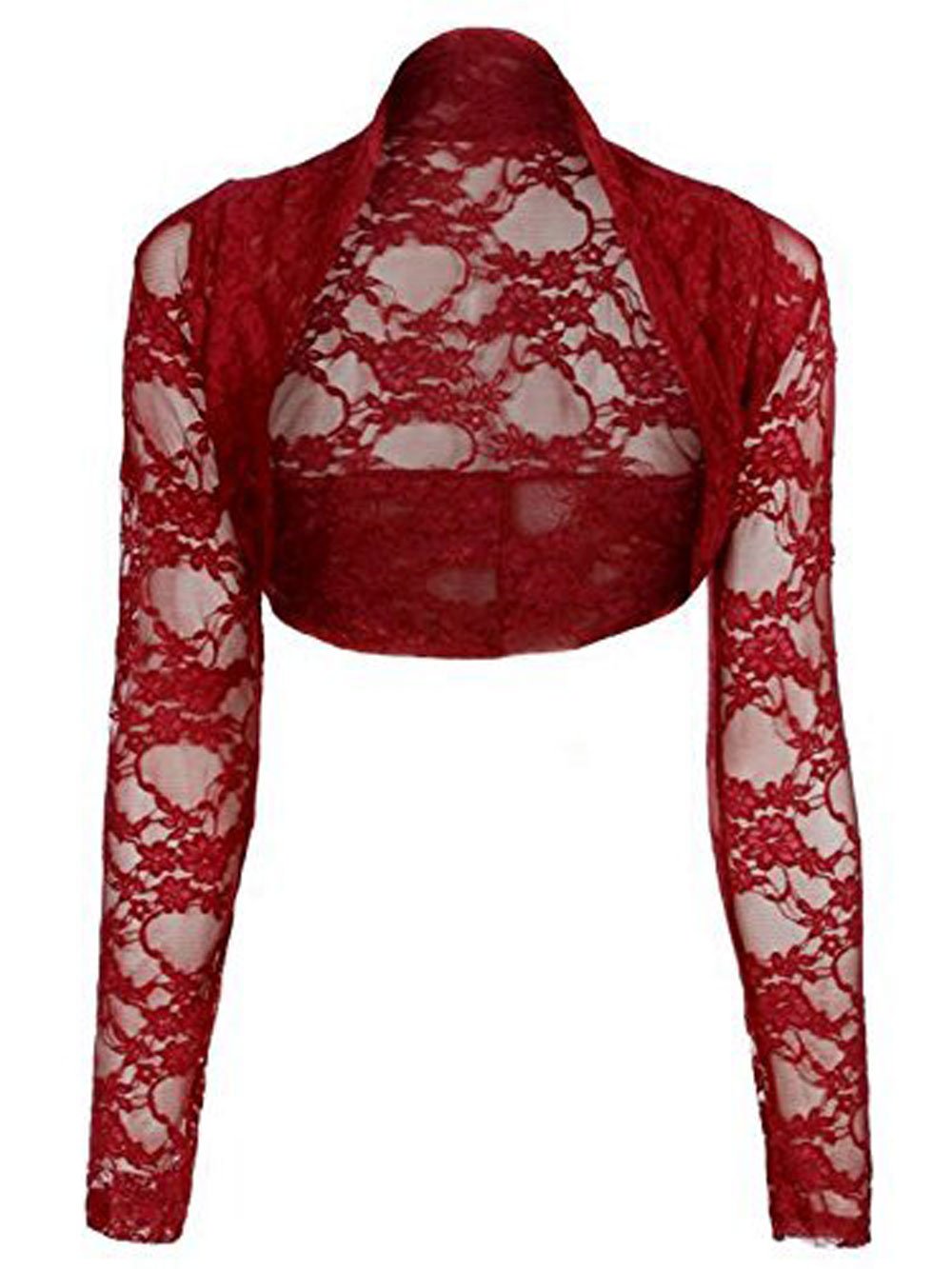 Divadames Women's Wine Cropped Lace Shrug Bolero Plus Shrug Size Uk 8-24 (4Xl/5Xl(22-24), )