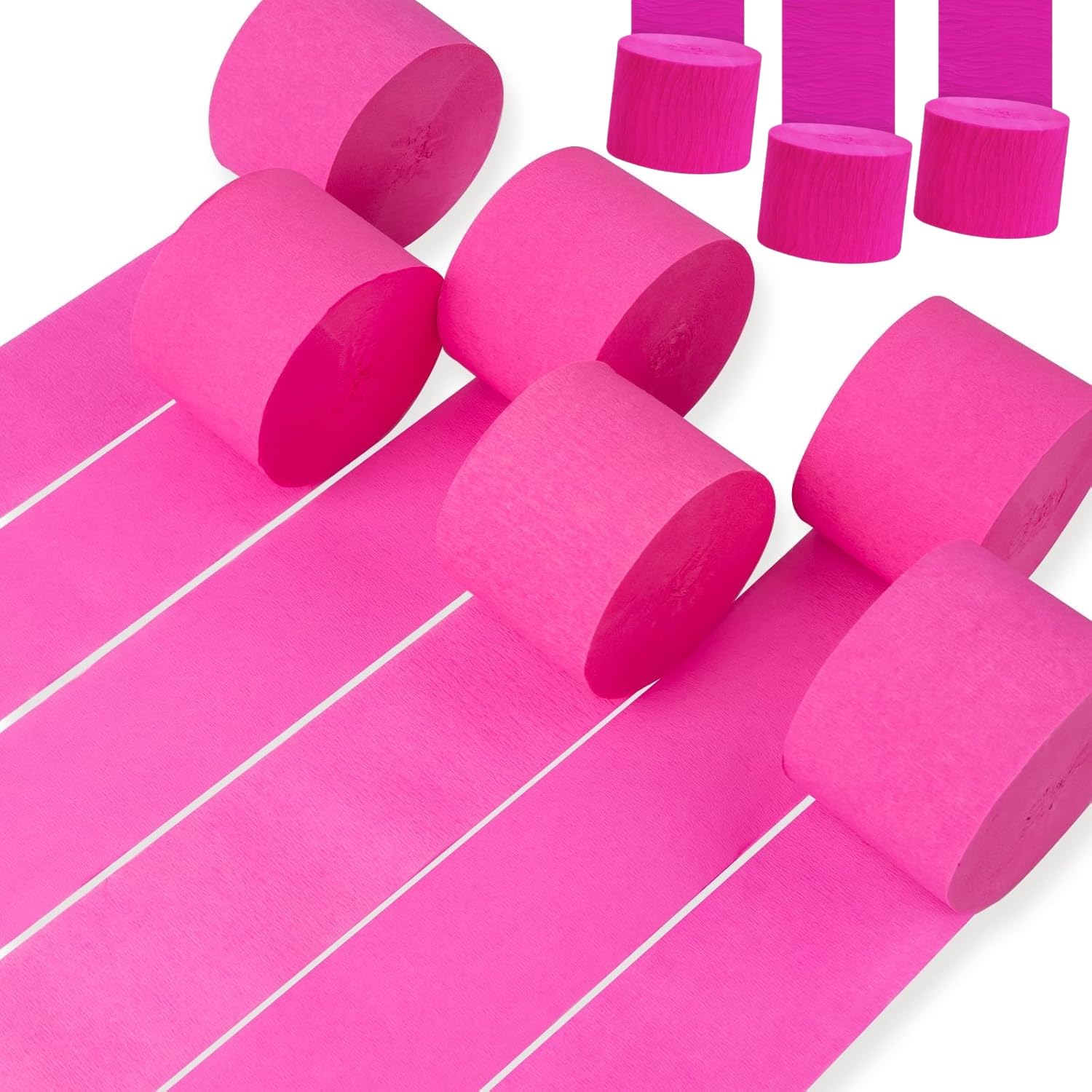 9 Rolls Pastel Hot Pink Crepe Paper Craft Streamers Hanging,Macaron Color Crepe Paper Rolls Streamers Hot Pink Crepe Roll Curtain Backdrop Hanging Tassels Festival Party Wedding Decor