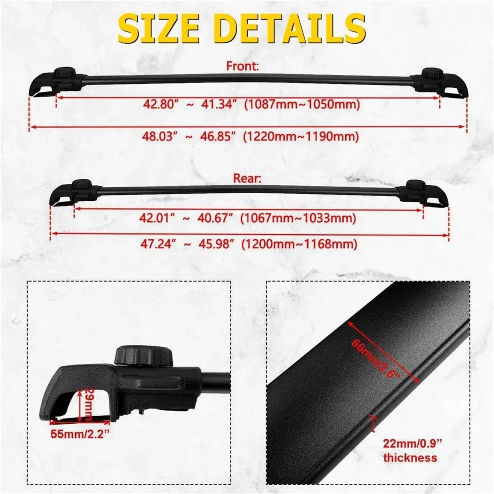 Barres Toit Portaequipajes Barras Cruzadas Techo De Aluminio para Coche Canoa Kayak Soporte Carga 68KG para Jeep para Renegade 2015-2023 Portaequipajes Coche