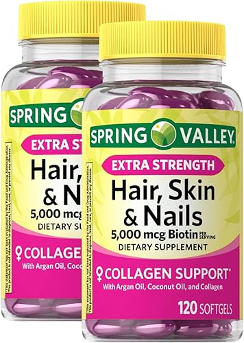 Vitaminas para el cabello, la piel y las uñas, cápsulas blandas, 5,000 mcg, 120 unidades dietéticas, suplemento para uñas y piel y cabello +