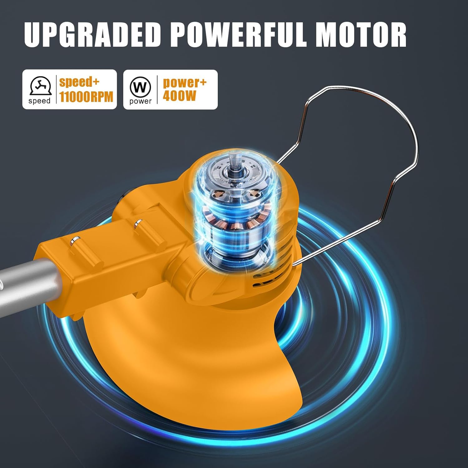 21V String Trimmer Cordless - Battery Powered Weed Wacker, 2 X 2.0Ah Battery and a Charger, Grass Trimmer, Brush Cutter and Edger Lawn for Garden/Yard - Image 7