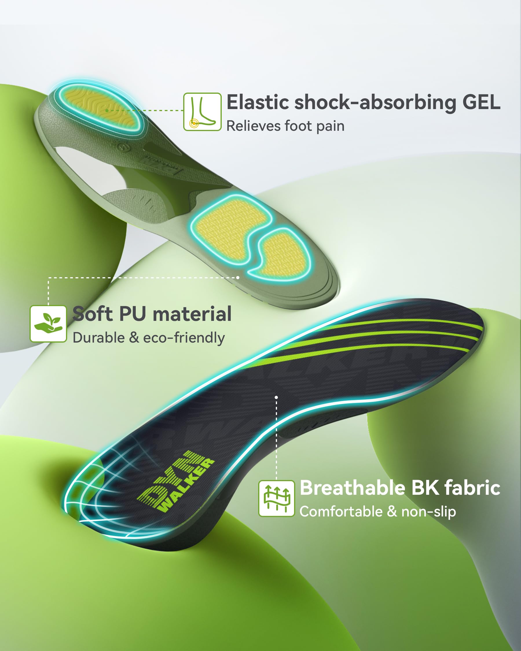 DynWalker Plantar Fasciitis Support Insoles Absorb Shocks Shoe Inserts - View #2
