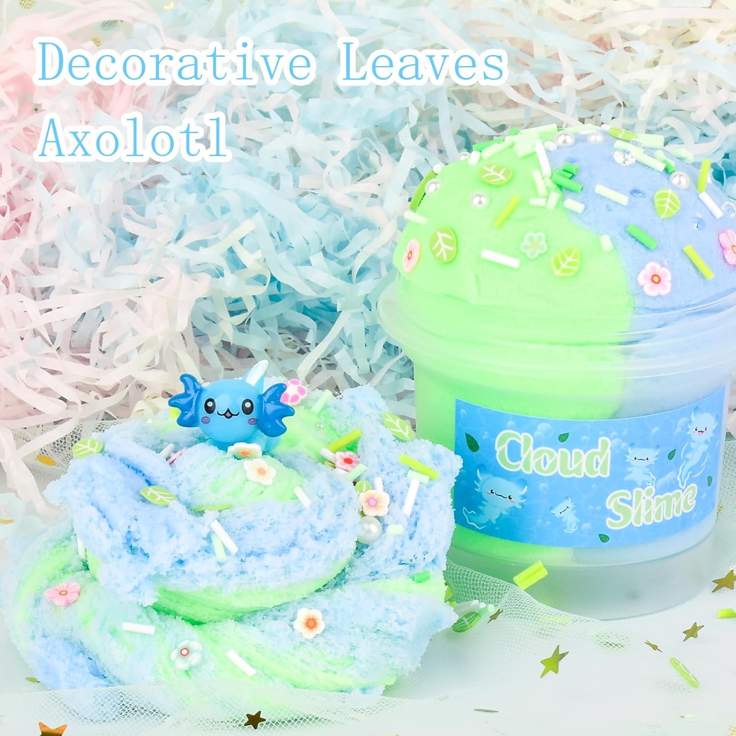 tuupowana 2 Pack Dreamy Axolotl Narwhal Cloud Slime, 100% Authentic, Scented for Kids, Fidget Toys, Toys for Girls and Boys for Kids Slime Set Party kit Stuffers, Girls Birthday Gift Ideas Cute Stuff