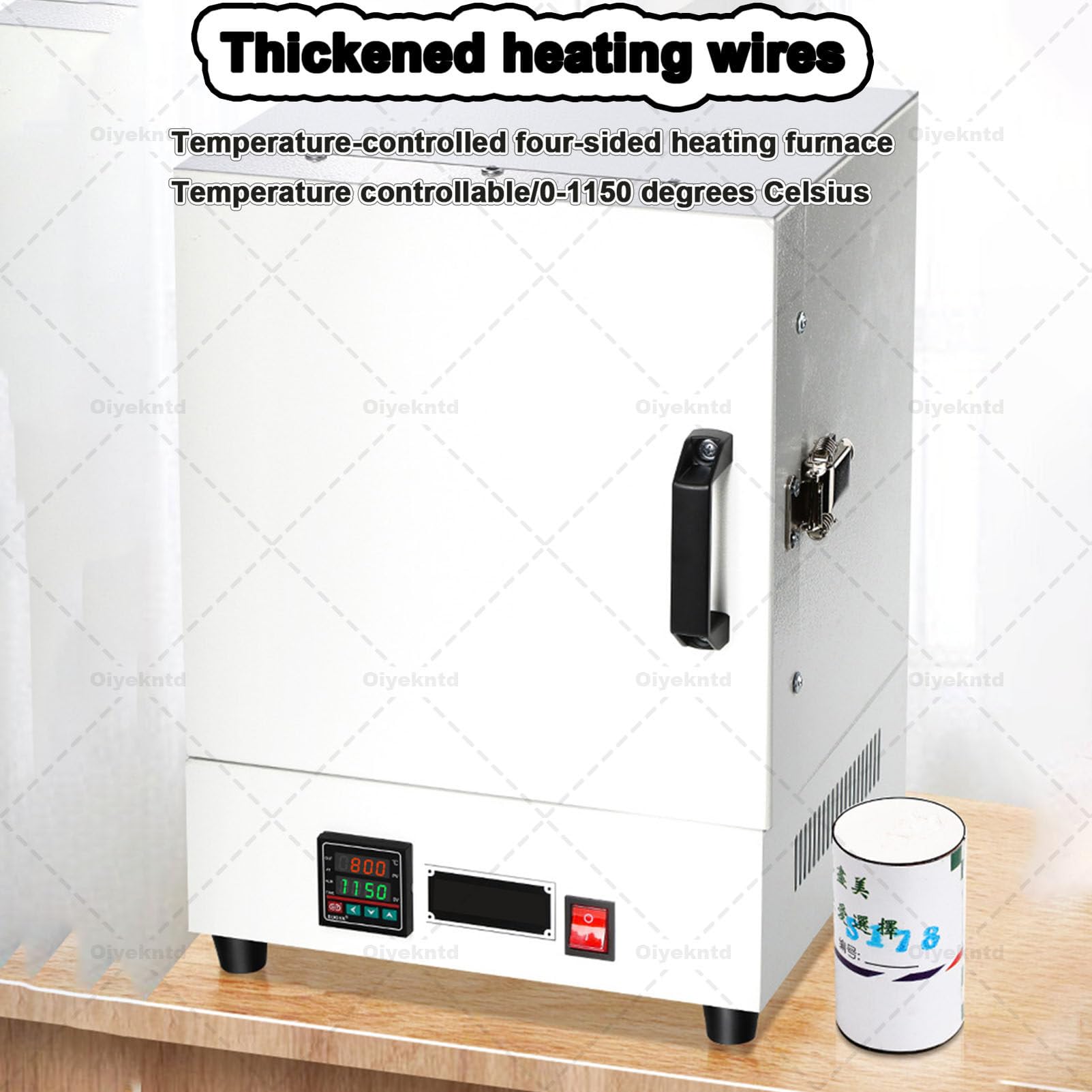 Piec muflowy, elektryczny piec do spiekania 2000 W, wysoka temperatura 1150℃, zamknięte pudełko ceramiczne do podgrzewania biżuterii i form gipsowych