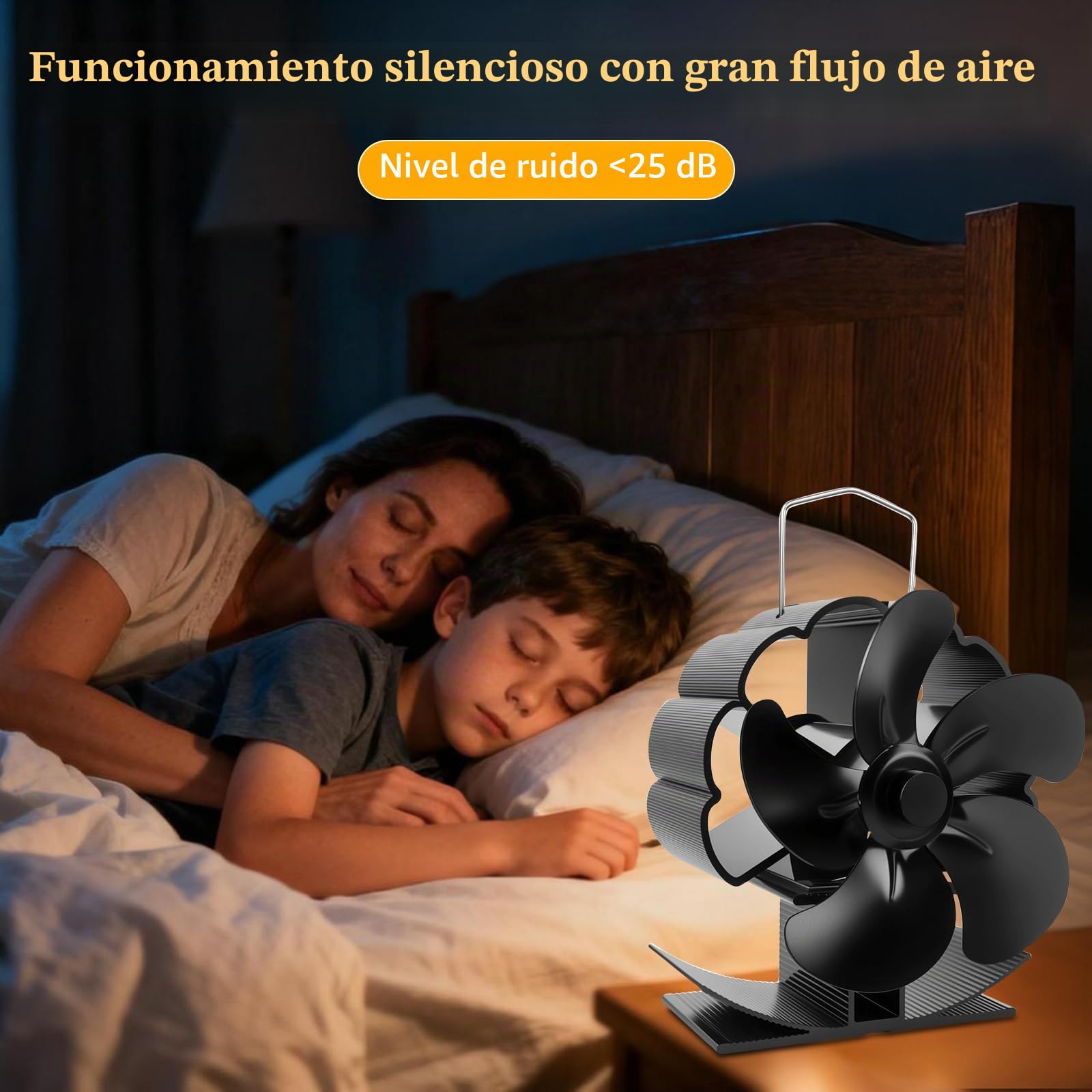 5 PáGinas Ventilador de Chimenea, Ventilador para Estufa de Leña, Ventilador Chimenea Sin Electricidad Alimentado, Operación Silenciosa, para Estufas de Leña de Leña/Leña/Chimenea/Estufa