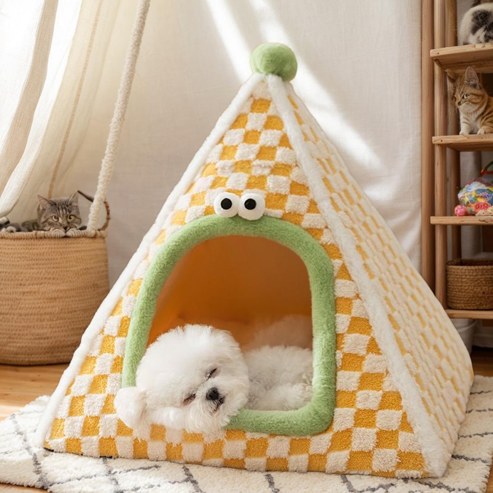 Cuccia per gatti – Letto chiuso per animali domestici di piccola e media taglia, tenda calda per autunno e inverno, uso esterno