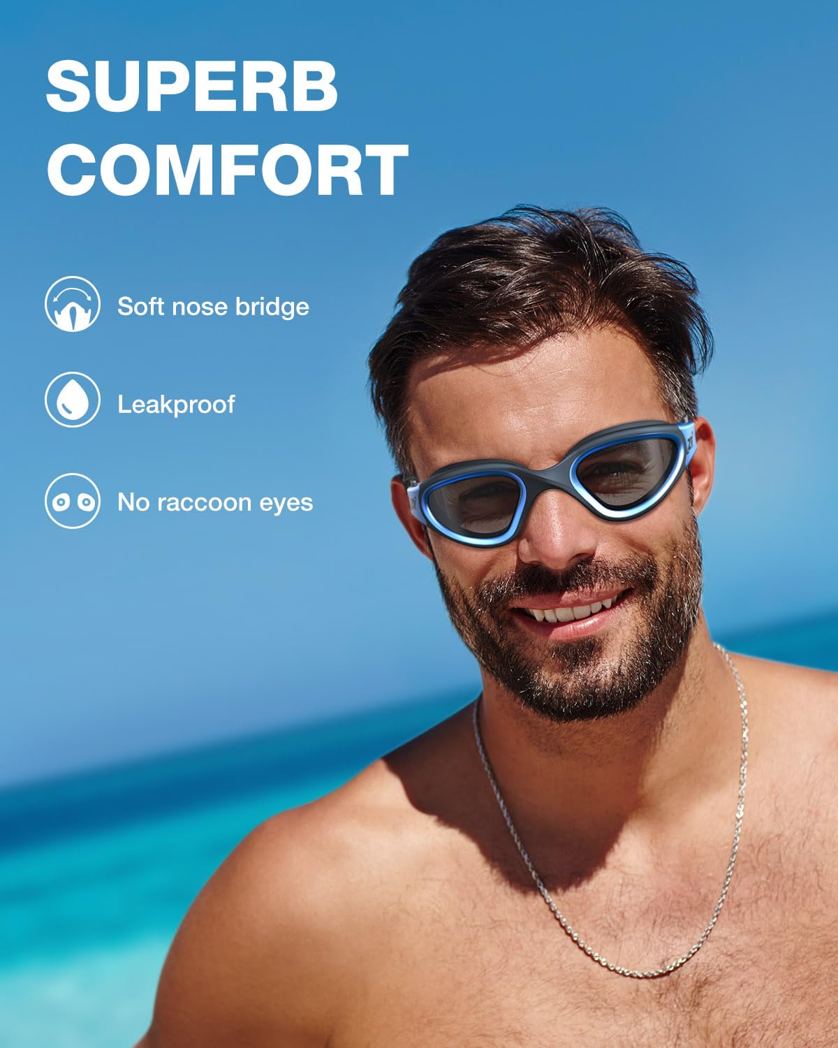 Occhialini da nuoto, Zionor G1 occhialini da nuoto polarizzati con specchio/Smoke Lens protezione UV Impermeabile anti-nebbia cinghia regolabile comfort Fit per adulti, unisex, uomini e donne, ragazzi