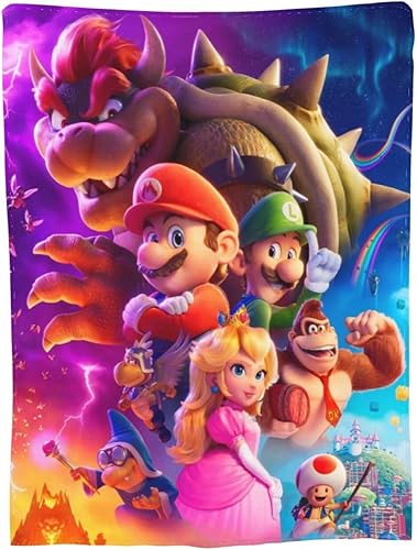 Miniatura 7 de Manta súper linda de Bros para niños, bonita decoración de dibujos animados, regalos para niñas y niños, súper cálida, suave y ligera, manta de