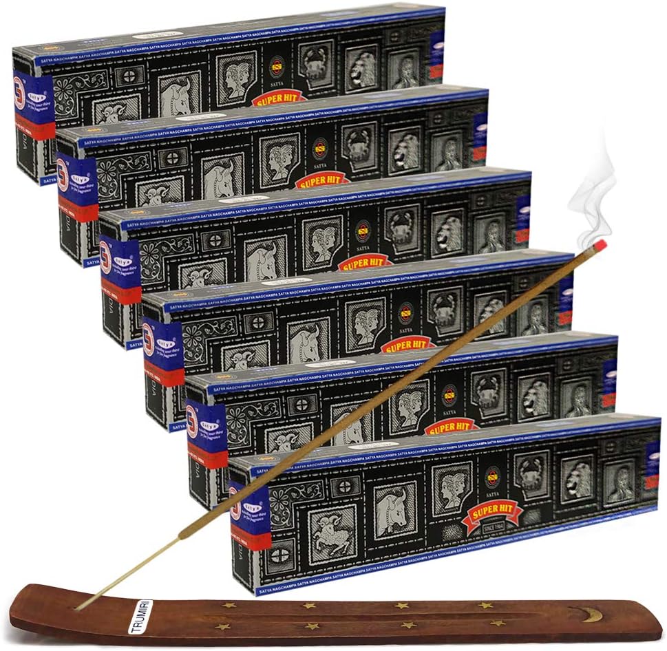 Super Hit Incense Sticks 15g and Holder Bundle Pack of 6