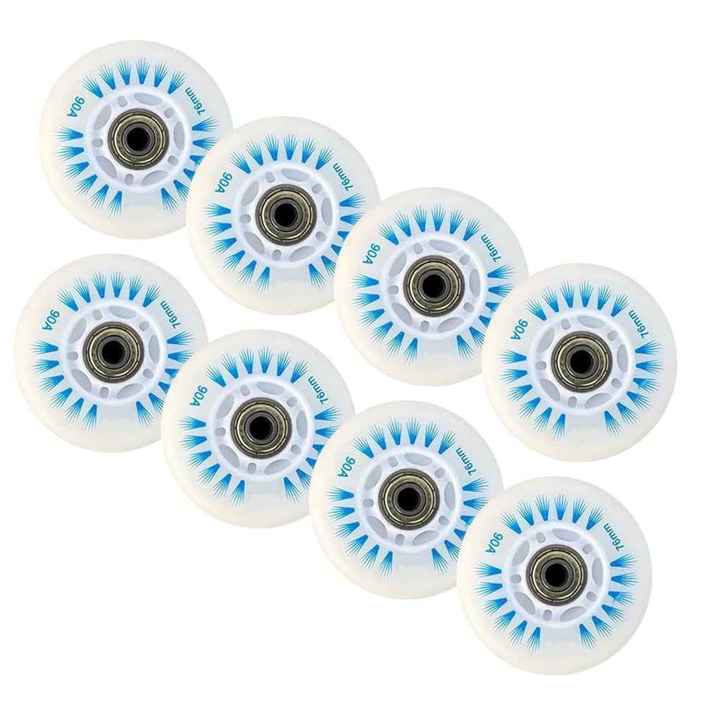 Rollerex 2-Pack, Glowrider 92A LED Light Up Wheels W/Bearings - Glow In The Dark! (Eternal Blue, 80mm) Gladiator Waxed Skate Laces (Jet Black, 72