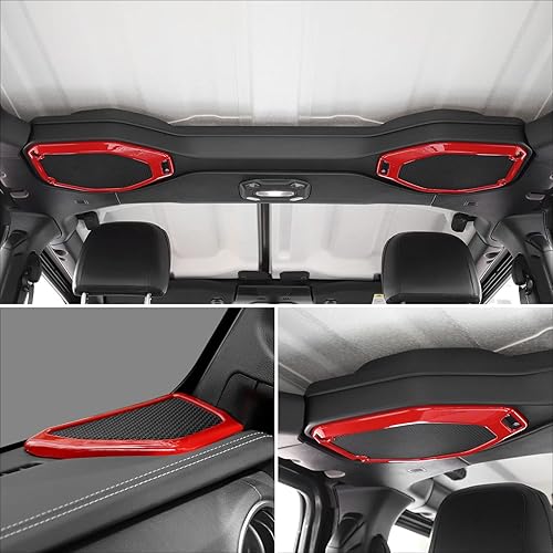 Miniatura 7 de JL - Cubierta de altavoz, 4 piezas A para altavoces de techo de pilar compatibles con Jeep Wrangler JL JLU y Gladiator JT 2018-2023, color rojo