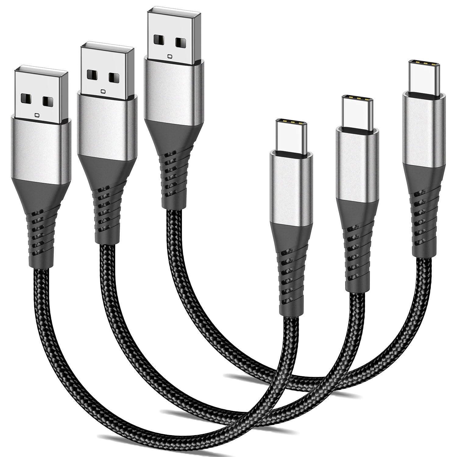 6 inch Short USB C Cable, 3 Pack 0.5ft USB to USB C Cable, 6inch iPhone Charger Cord USB-C, Braided USB to Type C Cable Fast Charging for iPhone 15 16