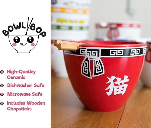 Miniatura 3 de Boom Trendz Bowl Bop Keep Calm And Ramen On Japanese Dinner Set | Tazón de 16 onzas, palillos